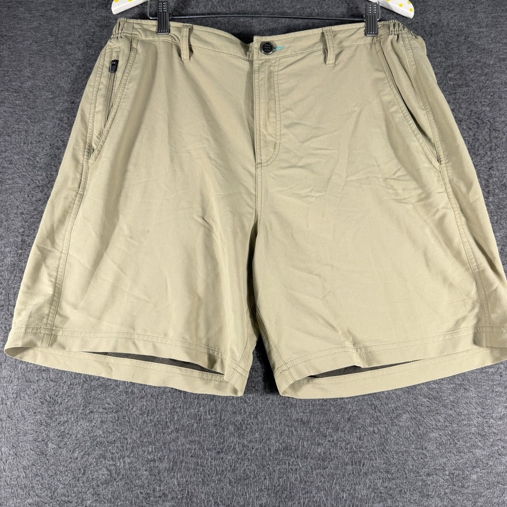 Free Fly Men's 7" Khaki Tan Bamboo Charcoal Hybrid Performance Shorts Size XL